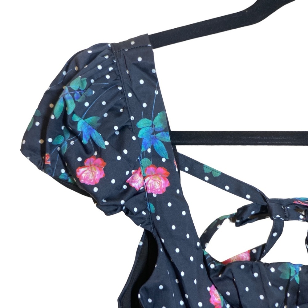NWOT FOR LOVE & LEMONS Florentina Black & Floral Print Midi Dress, size Small - Picture 4 of 14